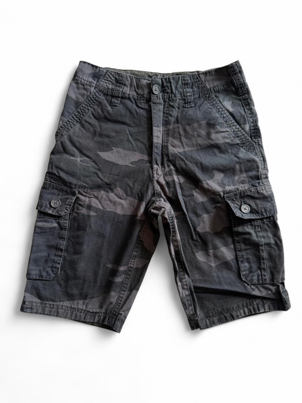 WearFirst Boys Camo Cargo Shorts Size 10 Black Grey